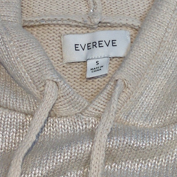 EVEREVE Aspen Silver Oatmeal Metallic Hoodie Sweater Small Oversized Cozy - Picture 6 of 9